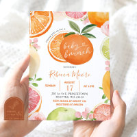 Citrusfruit Zomer Baby Brunch Uitnodiging