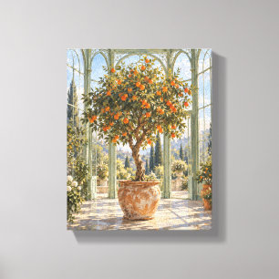 Citruslicht in de Celadon-kas Handpijn Canvas Afdruk