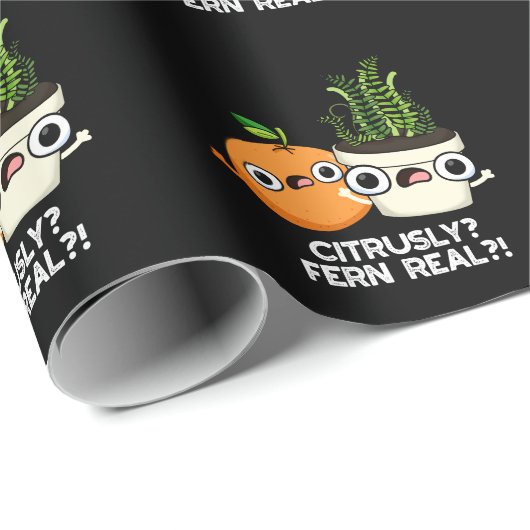 Citrusly Fern Real Funny Citrus Plant Pun Dark BG Cadeaupapier (Rol Hoek)
