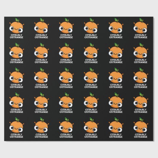 Citrusly Oodd Funny Strange Oranje Pun Dark BG Cadeaupapier (Vlak)