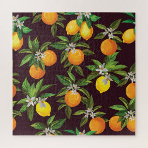 Citruspatroon, citroenen Sinaasappels. Legpuzzel