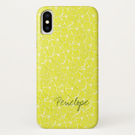 Citruspatroon met naam, vers gele lemon Slice Case-Mate iPhone Case (Achterkant)
