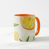 Citruspatroon van sinaasappels en oranje bloesems mok (Voorkant rechts)