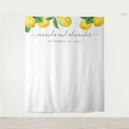 Citrustuinachtergrond. Lemon trouwachtergrond Wandkleed (Voorkant)