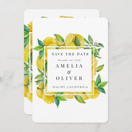 citrusvruchten | Elegante bruiloft Save the Date Kaart (Voorkant / Achterkant)