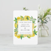 citrusvruchten | Elegante bruiloft Save the Date Kaart (Staand voorkant)