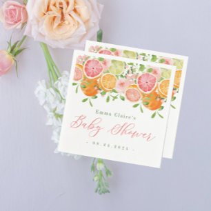 Citrusvruchten en bloemen Baby shower Servet