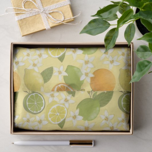 Citrusvruchten en bloesemweefsel papier (Geschenk)