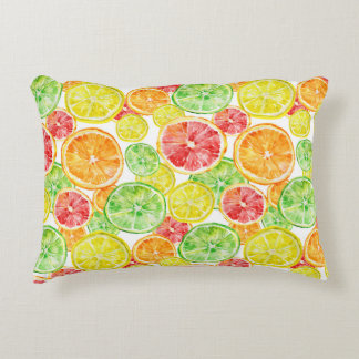 Citrusvruchten: levendige driekleurige waterverf accent kussen