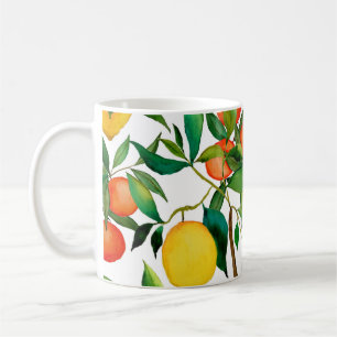 Citrusvruchten, levendige waterverf. koffiemok