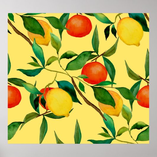 Citrusvruchten, levendige waterverf. poster (Voorkant)