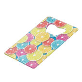 Citrusvruchten snijden pop kunst kredietkaart flessenopener (Achterkant Gekanteld)