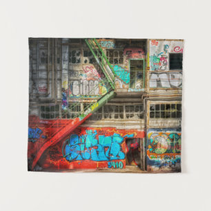 City Art ABand oned Building Graffiti Wall Art Wandkleed