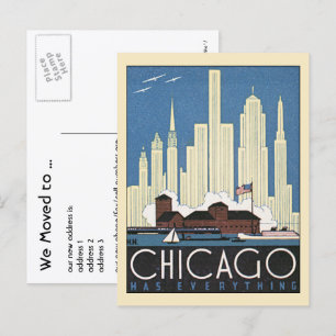 City, Chicago, Illinois, Adreswijziging Aankondigingskaart
