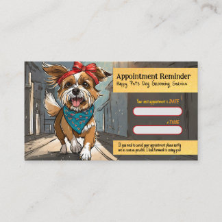 City Dog Artsy Grooming Appointment Reminder Card Visitekaartje