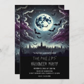 City Graveyard Vleermuizen in Moonlight Halloween Kaart (Voorkant / Achterkant)