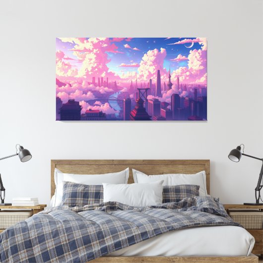 City in the Sky Canvas Afdruk (Insitu (Slaapkamer))
