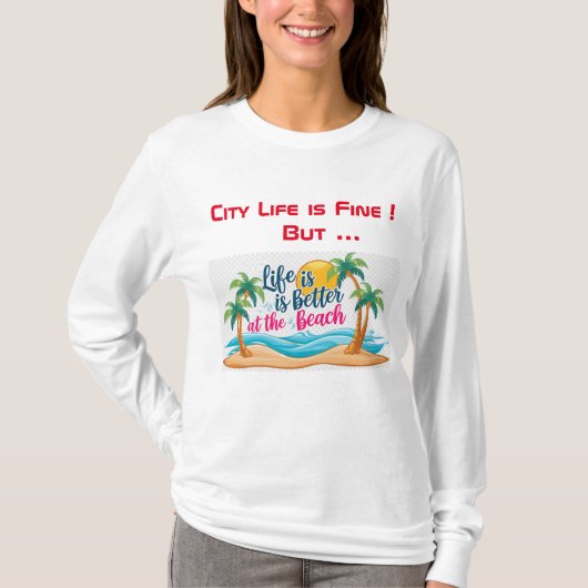 City Life Vs Beach Life T-shirt noir (Devant)