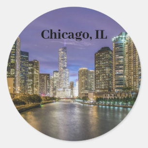 City Lights, Chicago, IL Ronde Sticker