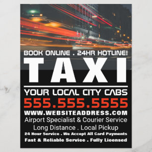 City Lights, Taxi Onderneming met Prijslijst Flyer