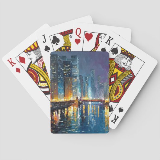 City Lights Waterfront Skyline Playing Cards Pokerkaarten (Achterkant)