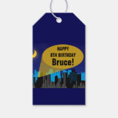 City Night Skyline Superheld Boys Birthday Party Cadeaulabel (Voorkant)