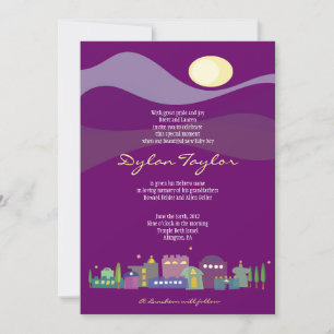 City of David Jewish Baby Naming Invitation Hébreu