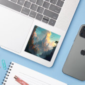 City Of Echoes - Square Vinyl Sticker (Laptop met iPhone)