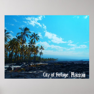 City of Refuge Big Island Hawaii affiche pittoresq
