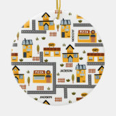 City Road Map Pattern voor kinderen Kerstmis Keramisch Ornament (Voorkant)