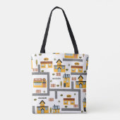 City Road Map Pattern Yellow and Grey Kinder Schoo Draagtas (Achterkant)