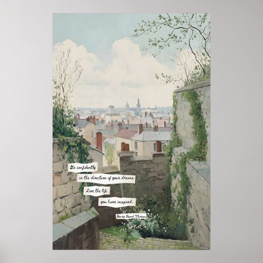 City Rooftop View Poster Stone Walls, Literary (Devant)
