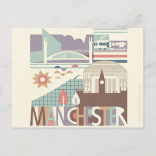 City Scape Manchester en het noordwesten van het B Briefkaart