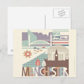 City Scape Manchester et la carte postale du Nord- (Devant / Derrière)