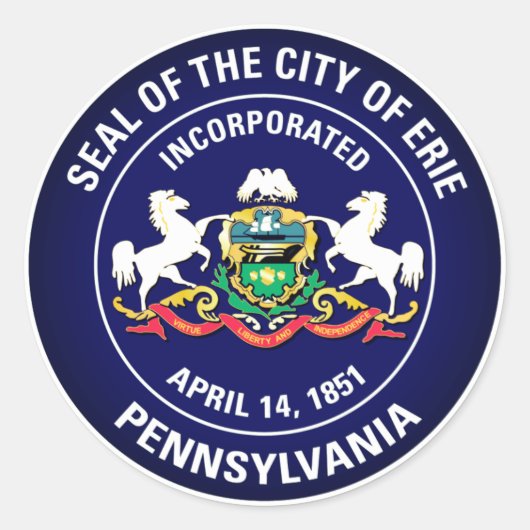 City Seal of Erie, Pennsylvania Ronde Sticker (Voorkant)
