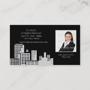 City Skyline Black Grey Photo Visitekaartje