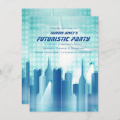 City Skyline Futuristic Party Invitation (Devant / Derrière)