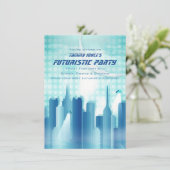 City Skyline Futuristic Party Invitation (Debout devant)