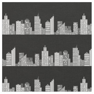 City Skyline in Night Stof