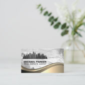 City Skyline | Marmer Metallic Visitekaartje (Staand voorkant)