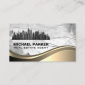 City Skyline | Marmer Metallic Visitekaartje (Voorkant)