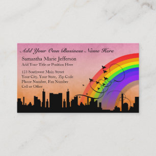 City Skyline met regenboog en vogelvlucht Kortingskaartje