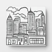 City Skyline Moderne Kunst Schets Tekening Fotoplaat (Voorkant)