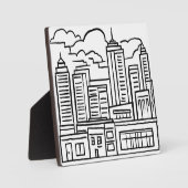 City Skyline Moderne Kunst Schets Tekening Fotoplaat (Voorkant)