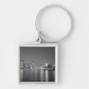 City skyline 's nachts sleutelhanger
