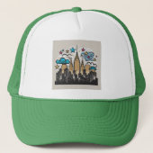 City Skyline Silhouette: Trucker Pet (Voorkant)