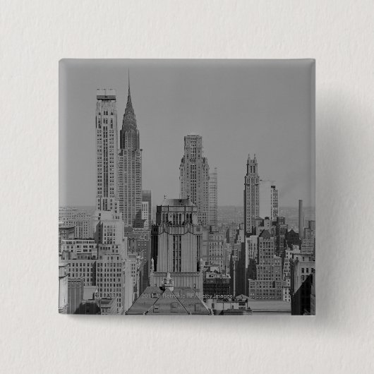 City skyline vierkante button 5,1 cm (Voorkant)