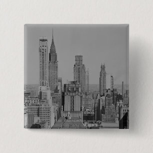 City skyline vierkante button 5,1 cm