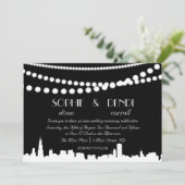 City Skyline Wedding Invitation Kaart (Staand voorkant)