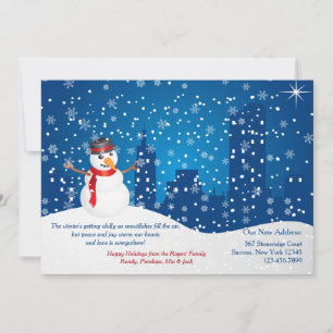 City Snowman Holiday Moving Faire-part